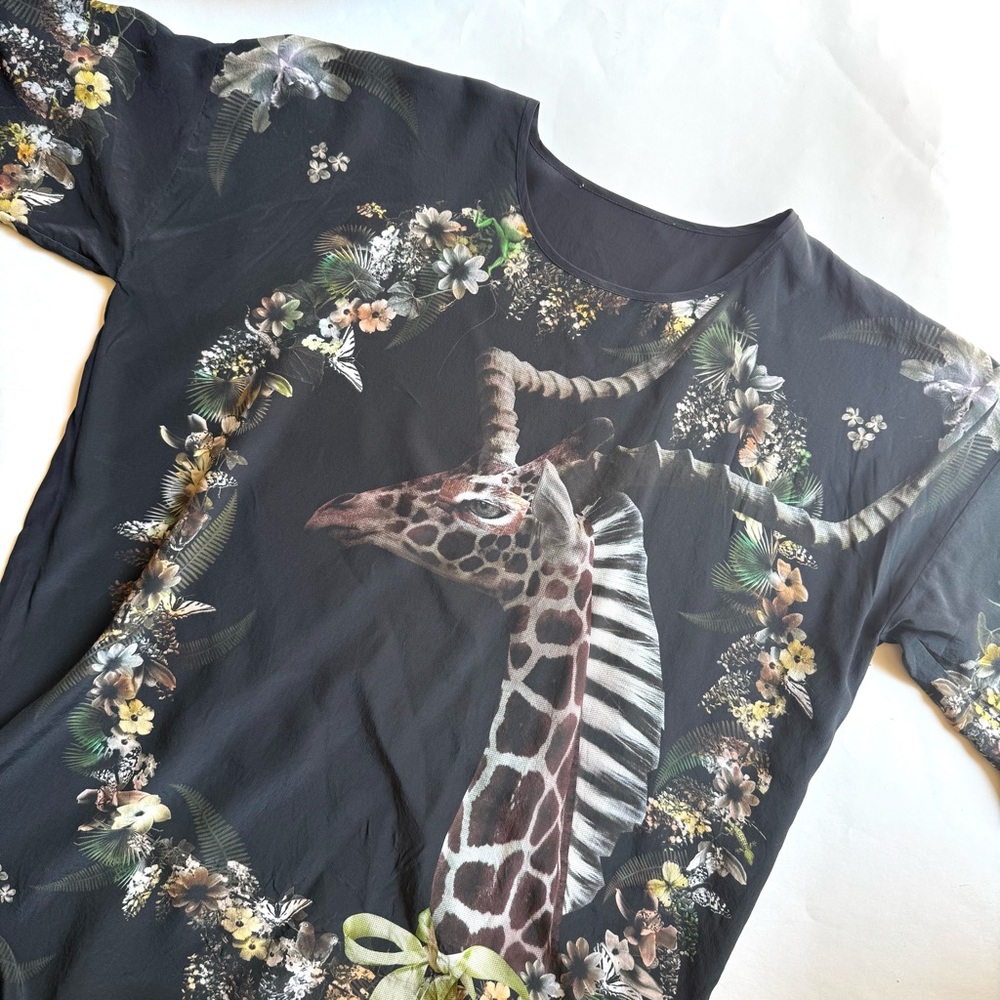 Emma Cook Silk Animal Print Short Sleeve Tee Tunic